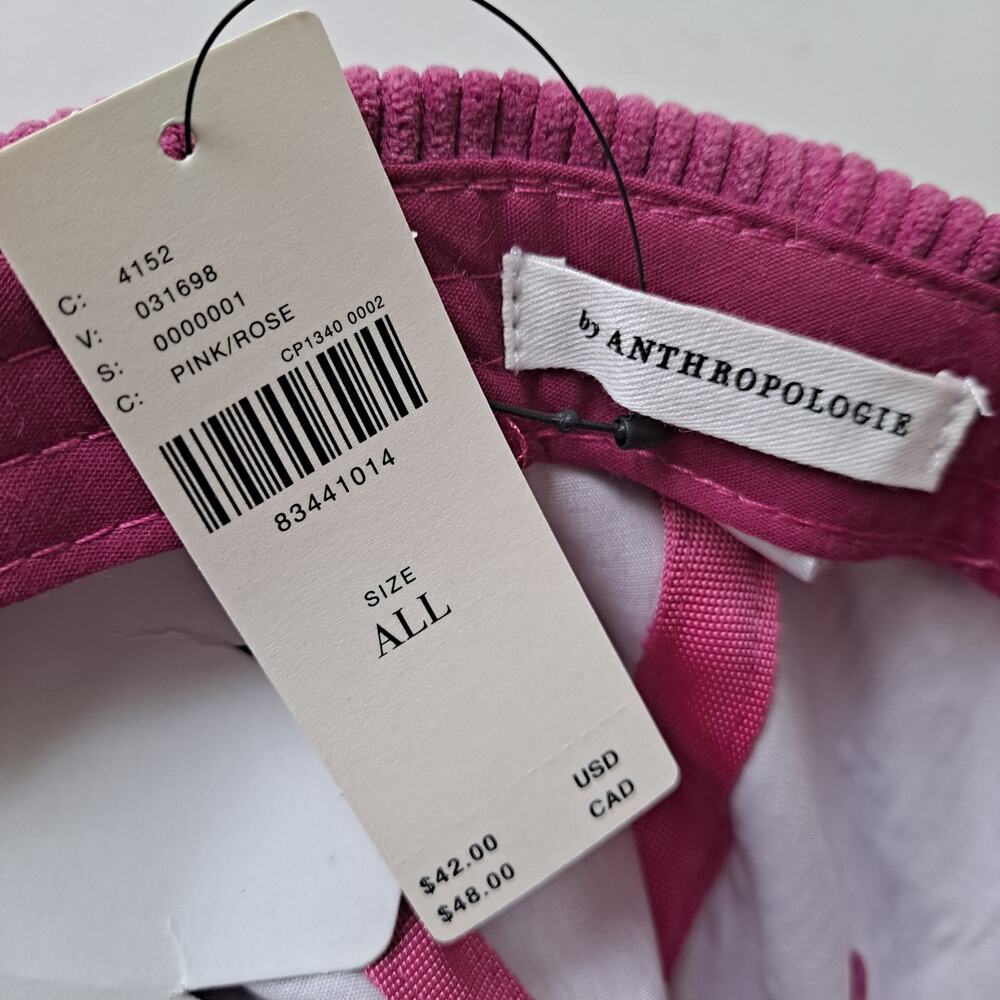 NWT Anthropologie Corduroy Baseball Cap Adjustable Buckle Strap Pink Womens OSFA - Picture 8 of 10